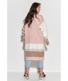 Női hosszú nyitott pulóver NU_S75 | rózsaszín