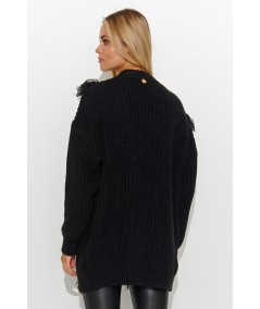 Macadamia Női pulóver gomb nélkül S142 | fekete