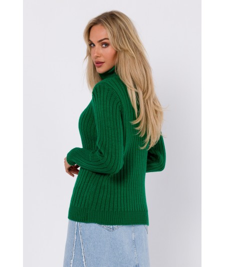 MOE női garbós pulóver M771 | zöld