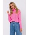 MOE női garbós pulóver M771 | rózsaszín