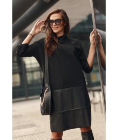Numinou Oversize ruha eko bőr elemekkel NU318 | fekete