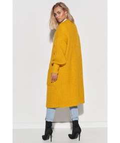 Macadamia Női hosszú pulóver zsebekkel S101 | mustár