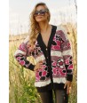 Macadamia Női pulóver S143 | rózsaszín-krém-fekete
