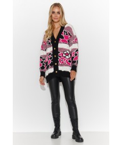 Macadamia Női pulóver S143 | rózsaszín-krém-fekete
