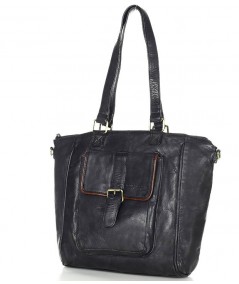 MARCO MAZZINI Bőr shopper táska Vintage | fekete