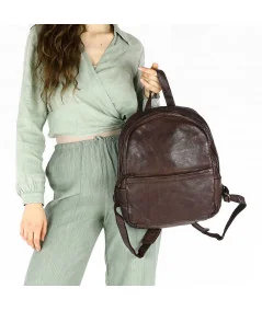 MARCO MAZZINI női kétrekeszes vintage bőr hátizsák | Barna