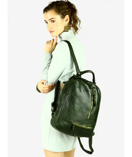 MARCO MAZZINI Női bőr hátizsák handmade klasszikus | zöld