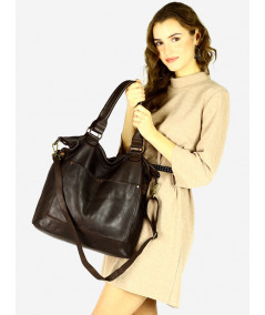 MARCO MAZZINI Női bőr shopper táska | barna kávé