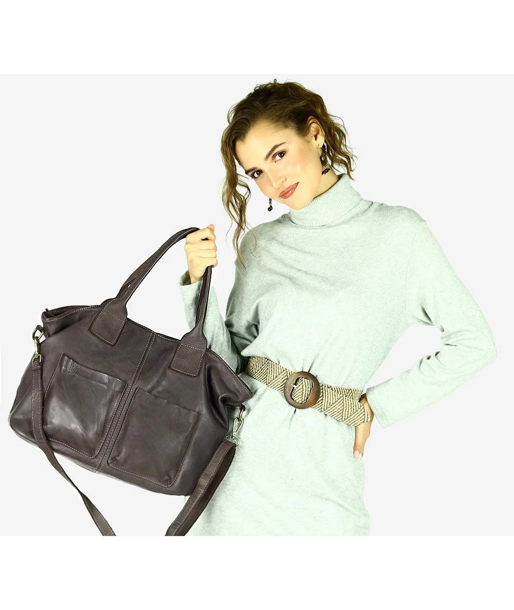 MARCO MAZZINI Női bőr shopper táska | barna kávé