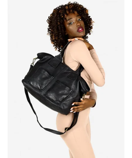 MARCO MAZZINI Női bőr shopper táska | fekete