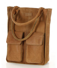 MARCO MAZZINI Női bőr shopper táska | barna camel