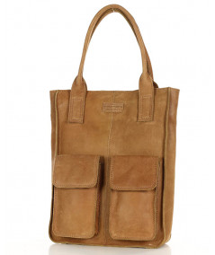MARCO MAZZINI Női bőr shopper táska | barna camel