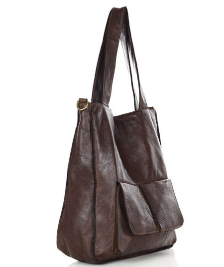 MARCO MAZZINI Női bőr shopper táska A4 | barna kávé