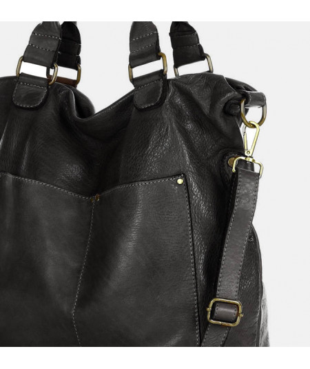 MARCO MAZZINI Bőr shopper vintage táska vera pelle | fekete