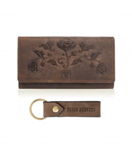PAOLO PERUZZI Női bőr pénztárca és kulcstartó Vintage ZUP-95-HBR | Barna
