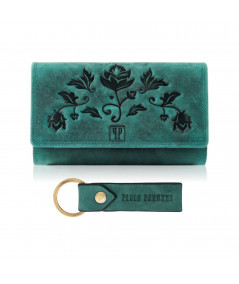 PAOLO PERUZZI Női bőr pénztárca és kulcstartó Vintage ZUP-95-GR | zöld