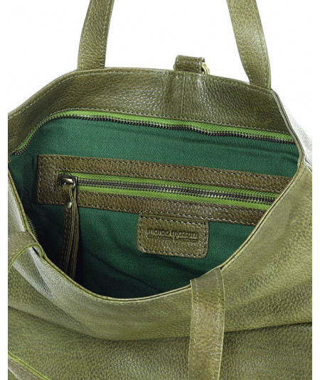 MARCO MAZZINI Bőr táska és hátizsák olajzöld zsebbel