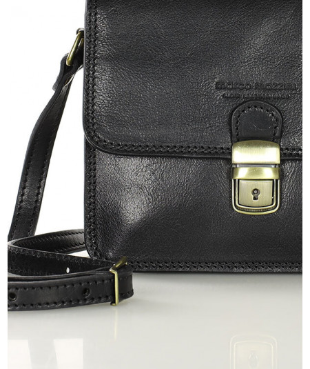 MARCO MAZZINI Florence táska prémium négyzet alakú bőrtáska | fekete