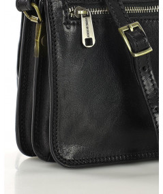 MARCO MAZZINI Florence táska prémium négyzet alakú bőrtáska | fekete