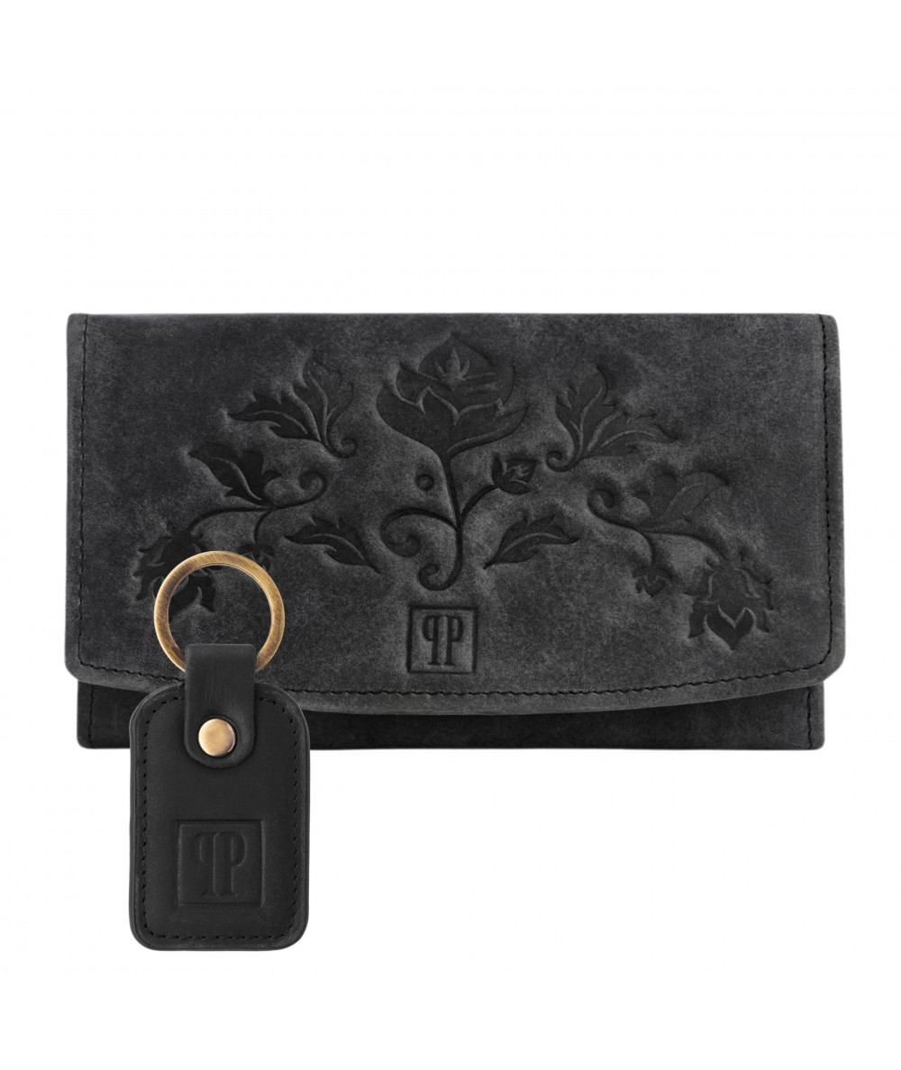 PAOLO PERUZZI Női bőr pénztárca + kulcstartó Vintage ZUP-104-BL | fekete