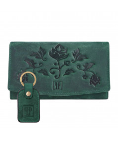 PAOLO PERUZZI Női bőr pénztárca + kulcstartó Vintage ZUP-104-GR | zöld