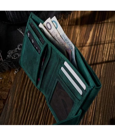 PAOLO PERUZZI Női bőr pénztárca RFID-vel | zöld
