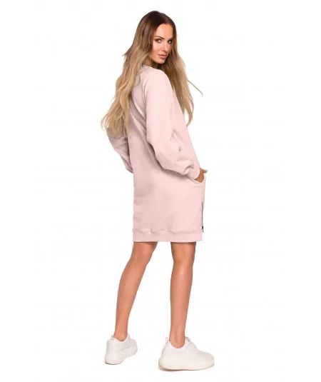MOE hosszú ujjú tunika ruha | világos rózsaszín