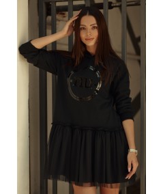 Kapucnis pulóver ruha NU407 | fekete