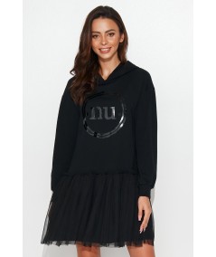 Kapucnis pulóver ruha NU407 | fekete